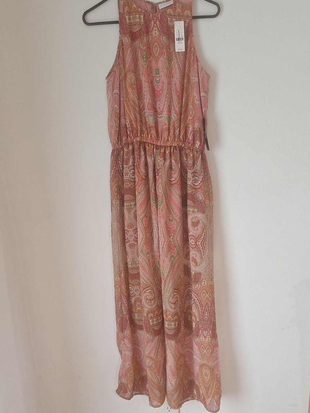 Gorgeoud Boho Sexy Dress Sleeveless Open In Front Pink  Maxi Dress Sz M Nwt